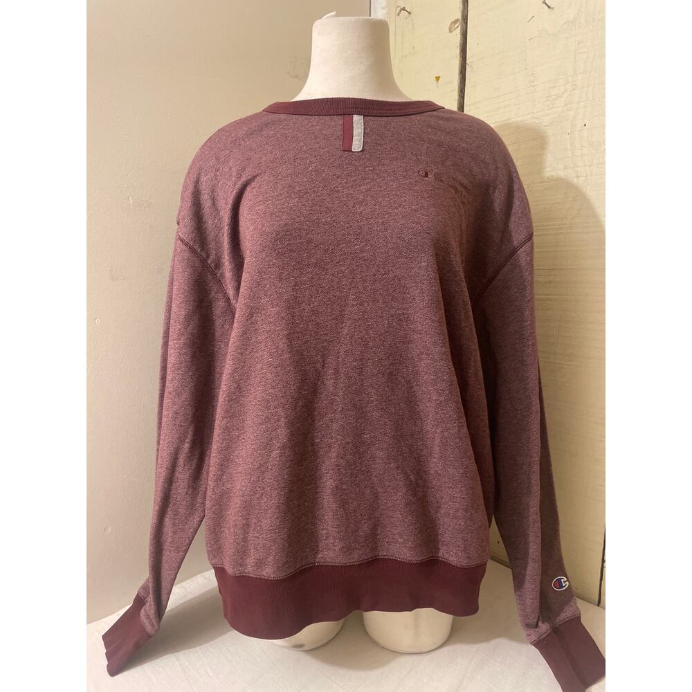 Champion Size XL Crew Neck Sweatshirt Burgundy Cotton Blend Casual